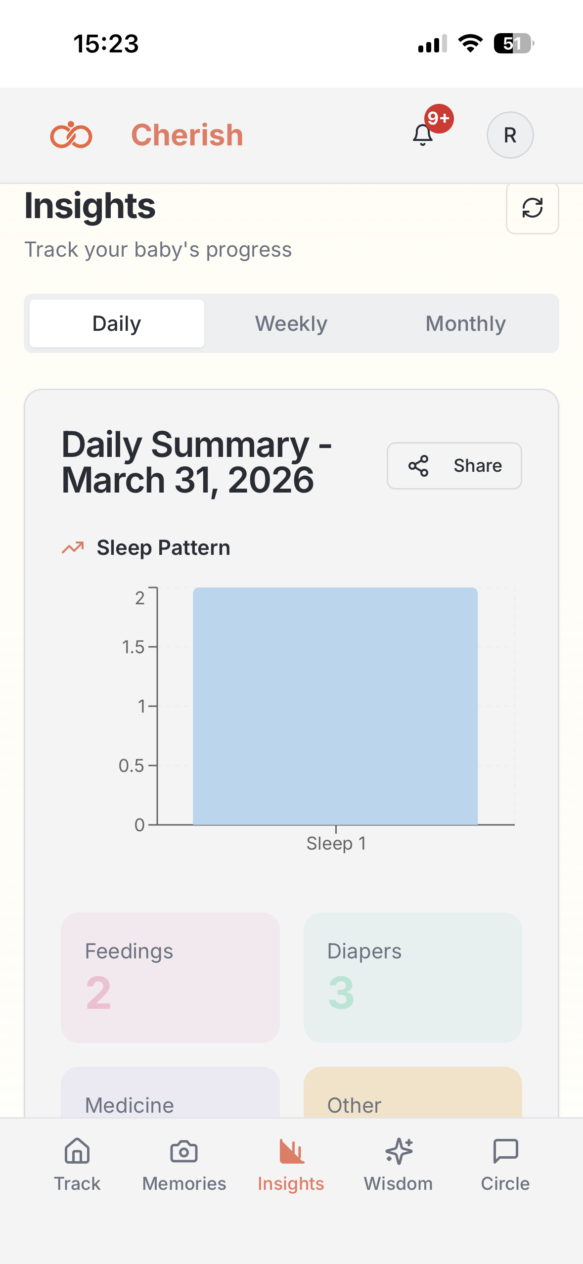 Memory timeline and daily summary